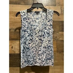 Burberry London Blue &White Floral Sleeveless Top-Made in Italy-Medium